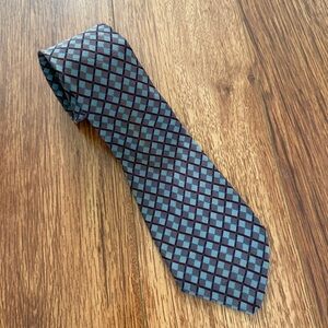 Gianni Versace Silk Neck Tie Geometric Pattern Blue 100% Silk